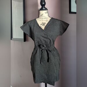 NWOT Rebel Sugar Faux-Wrap Dress Charcoal